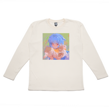 Load image into Gallery viewer, "Rei Cat" Taper-Fit Heavy Cotton Long Sleeve Tee Beige/Mint