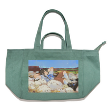 Load image into Gallery viewer, "Free Ride" Tote Carrier Bag Cream/Green