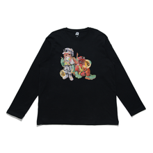 Load image into Gallery viewer, "Salmon run" Cut and Sew Wide-body Long Sleeved Tee Black/White