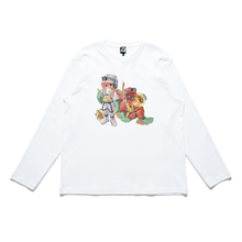 Load image into Gallery viewer, "Salmon run" Cut and Sew Wide-body Long Sleeved Tee Black/White