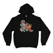 Load image into Gallery viewer, "Salmon run" Fleece Hoodie Black/White