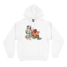 Load image into Gallery viewer, "Salmon run" Fleece Hoodie Black/White