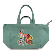 Load image into Gallery viewer, "Salmon run" Tote Carrier Bag Cream/Green