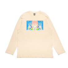 Load image into Gallery viewer, "Reg Glasses Gal" Cut and Sew Wide-body Long Sleeved Tee White/Beige
