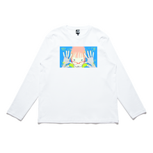 Load image into Gallery viewer, "Reg Glasses Gal" Cut and Sew Wide-body Long Sleeved Tee White/Beige