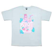 Load image into Gallery viewer, "Strawberry Milk Girl" Taper-Fit Heavy Cotton Tee Mint Green/Violet
