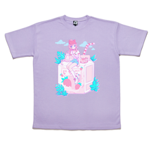 Load image into Gallery viewer, "Strawberry Milk Girl" Taper-Fit Heavy Cotton Tee Mint Green/Violet