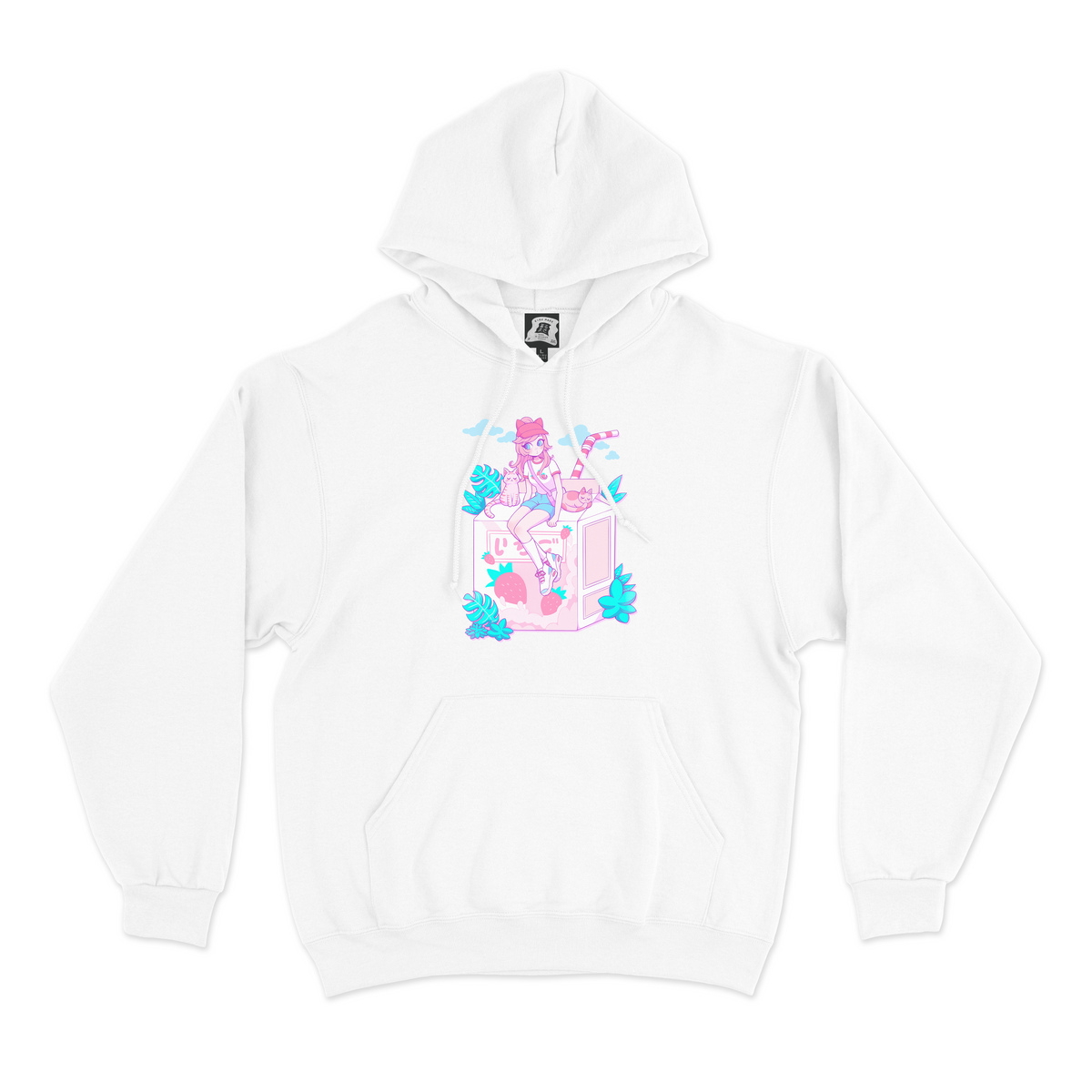 "Strawberry Milk Girl" Basic Hoodie White/Light Pink Kiru Made 着るまで