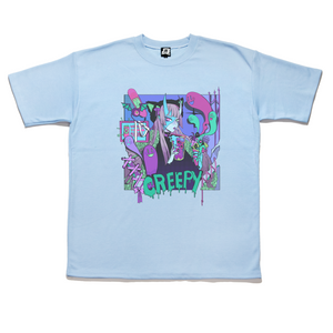 "Midnight Snack" Taper-Fit Heavy Cotton Tee Sky Blue/Violet