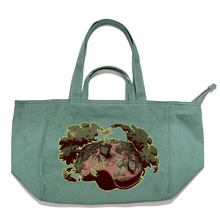 Load image into Gallery viewer, "Plant Based 3" Tote Carrier Bag Cream/Green