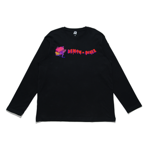 "Demon Diner" Cut and Sew Wide-body Long Sleeved Tee White/Black