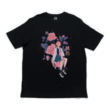 Load image into Gallery viewer, "MOMO: The pink Rose" Cut and Sew Wide-body Tee White/Black