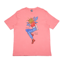 Load image into Gallery viewer, "Do not be afraid" Cut and Sew Wide-body Tee White/Salmon Pink