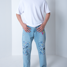 Load image into Gallery viewer, "Tread Lightly Faux Boro" - Tapered Light Denim