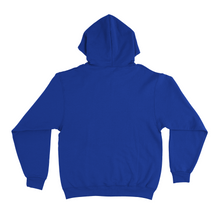 Load image into Gallery viewer, "Dismeow" Fleece Hoodie Cobalt Blue