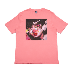 "Failed Projection" Cut and Sew Wide-body Tee White/Black/Salmon Pink