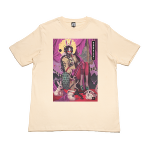 "Usagi Moon" Cut and Sew Wide-body Tee White/Black/Beige