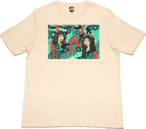 "Lava Land" Cut and Sew Wide-body Tee White/Beige