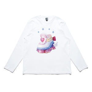 "Moon Cosmic Power " Cut and Sew Wide-body Long Sleeved Tee White