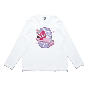 "Broken Heart" Cut and Sew Wide-body Long Sleeved Tee White/Black