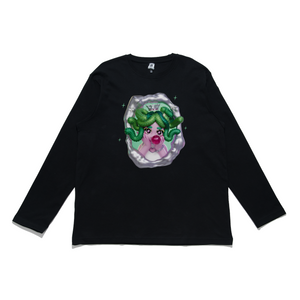 "Medusa Gorgon Cut and Sew Wide-body Long Sleeved Tee White/Black