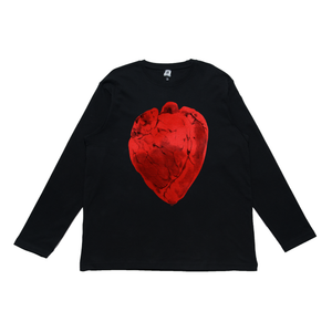 "Heart" Cut and Sew Wide-body Long Sleeved Tee Black