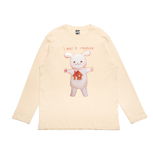 "Home in my heart " Cut and Sew Wide-body Long Sleeved Tee Beige