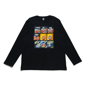 "Postcard" Cut and Sew Wide-body Long Sleeved Tee Black