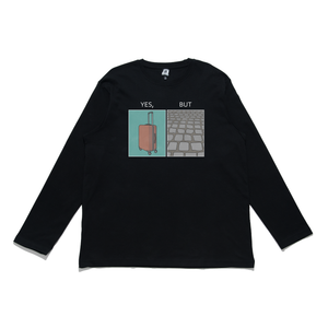 "Yes, but" Cut and Sew Wide-body Long Sleeved Tee White/Black