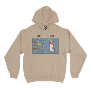 "Yes, but" Basic Hoodie White/Beige