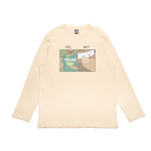 "Yes, but" Cut and Sew Wide-body Long Sleeved Tee Beige