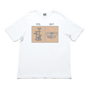 "Yes, but" Cut and Sew Wide-body Tee White