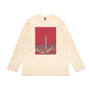 "What have i become" Cut and Sew Wide-body Long Sleeved Tee Beige