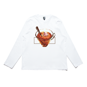 "Tea" Cut and Sew Wide-body Long Sleeved Tee White
