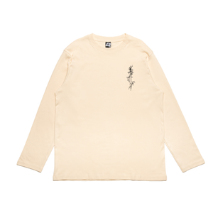 "Sword" Cut and Sew Wide-body Long Sleeved Tee Beige