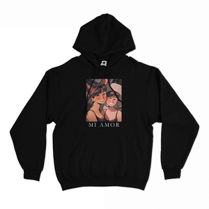 "Mi Amor" Basic Hoodie Black/Beige