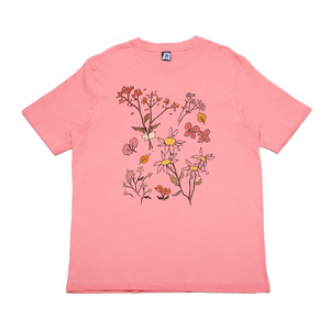 "Withered Things" Cut and Sew Wide-body Tee White/Salmon Pink