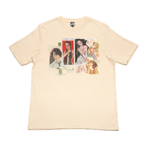 "Harlequin" Cut and Sew Wide-body Tee Beige