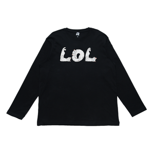 "LOL" Cut and Sew Wide-body Long Sleeved Tee Beige / Black