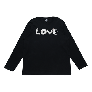 "Love" Cut and Sew Wide-body Long Sleeved Tee Beige / Black