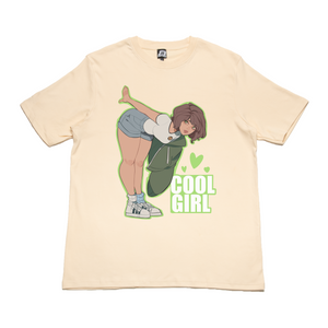 "Cool Girl" Cut and Sew Wide-body Tee Beige