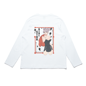 "Star Girl"  Cut and Sew Wide-body Long Sleeved Tee White