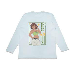 "Good Girl" Taper-Fit Heavy Cotton Long Sleeve Tee Mint