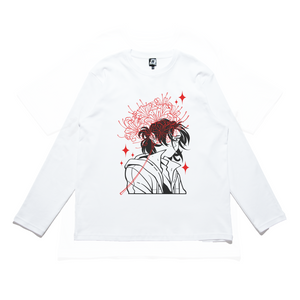 "Bloom"  Cut and Sew Wide-body Long Sleeved Tee White