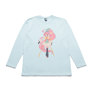 "Flower Girl" Taper-Fit Heavy Cotton Long Sleeve Tee Mint