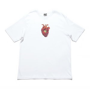 "Love Whispers & Heart" Cut and Sew Wide-body Tee White/Beige