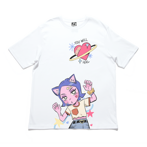 "Classic Mew" Cut and Sew Wide-body Tee White