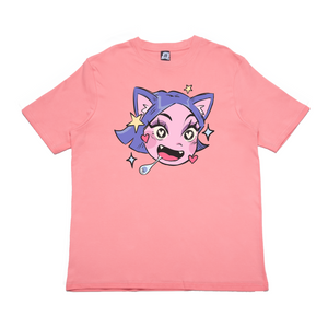 "Thirsty Bish" Cut and Sew Wide-body Tee Salmon Pink