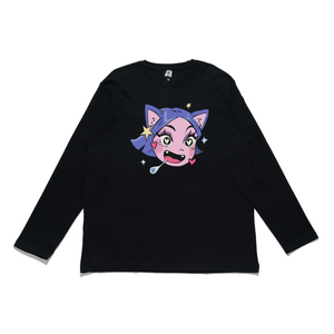 "Thirsty Bish" Cut and Sew Wide-body Long Sleeved Tee Black