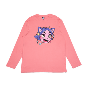 "Thirsty Bish" Cut and Sew Wide-body Long Sleeved Tee Salmon Pink